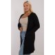 Pulover dama XXL midi, tip cardigan, negru, cu buzunare si fermoar, Carrie2 3 - jojofashion.ro