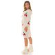 Pulover tip cardigan, lung, bej cu print, Cherry Pulover tip cardigan, lung, bej cu print, Cherry 3 - jojofashion.ro