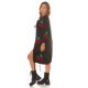 Pulover tip cardigan, lung, negru cu print, Cherry Pulover tip cardigan, lung, negru cu print, Cherry 5 - jojofashion.ro