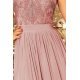 Rochie lunga roz taupe vaporoasa Feodora 6 - jojofashion.ro
