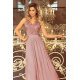 Rochie lunga roz taupe vaporoasa Feodora 4 - jojofashion.ro