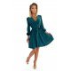 Rochie scurta, verde, cu maneca lunga, vaporoasa, petrecuta,  Aurora  4 - jojofashion.ro