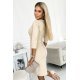 Rochie casual scurta, din vascoza, bej, cu maneca trei sferturi, Jossephine 3 - jojofashion.ro