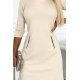 Rochie casual scurta, din vascoza, bej, cu maneca trei sferturi, Jossephine 6 - jojofashion.ro