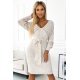 Rochie midi bej mulata tricotata cu maneca lunga Mello 2 - jojofashion.ro