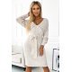 Rochie casual tricotata midi, din acryl, bej, mulata, cu maneca lunga, Mello 2 - jojofashion.ro