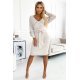 Rochie casual tricotata midi, din acryl, bej, mulata, cu maneca lunga, Mello 4 - jojofashion.ro