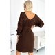 Rochie midi maro mulata tricotata cu maneca lunga Mello 3 - jojofashion.ro