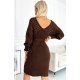 Rochie casual tricotata midi, din acryl, maro, mulata, cu maneca lunga, Mello 3 - jojofashion.ro