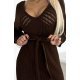 Rochie midi maro mulata tricotata cu maneca lunga Mello 6 - jojofashion.ro