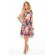 Rochie de vara midi evazata, multicolora cu flori roz, Britany 6 - jojofashion.ro