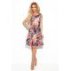 Rochie de vara midi evazata, multicolora cu flori roz, Britany 6 - jojofashion.ro