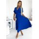 Rochie lunga, albastra, plisata, petrecuta, Karely 2 - jojofashion.ro