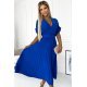Rochie lunga, albastra, plisata, petrecuta, Karely 4 - jojofashion.ro
