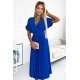 Rochie lunga, albastra, plisata, petrecuta, Karely 6 - jojofashion.ro