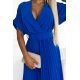 Rochie lunga, albastra, plisata, petrecuta, Karely 7 - jojofashion.ro