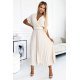 Rochie lunga, bej, plisata, petrecuta, Karely Rochie lunga, bej, plisata, petrecuta, Karely 2 - jojofashion.ro