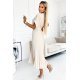 Rochie lunga, bej, plisata, petrecuta, Karely Rochie lunga, bej, plisata, petrecuta, Karely 3 - jojofashion.ro