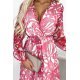 Rochie lunga, din vascoza, roz, cu volane si maneca lunga, petrecuta, Devany 7 - jojofashion.ro