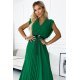 Rochie de zi lunga, plisata, verde, petrecuta, vaporoasa, Brytta 4 - jojofashion.ro