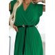 Rochie de zi lunga, plisata, verde, petrecuta, vaporoasa, Brytta 7 - jojofashion.ro