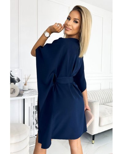 Rochie midi, bleumarin navy, croi fluture, oversize, Butterfly Rochii de zi, Rochie midi, bleumarin navy, croi fluture, oversize, Butterfly - jojofashion.ro