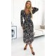 Rochie midi, din chiffon zebra print, bej, cu maneca lunga, vaporoasa, Kitty 4 - jojofashion.ro