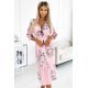 Rochie midi roz pastel cu flori plisata cu maneca lunga Yuna 2 - jojofashion.ro