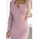 Rochie de zi midi, roz prafuit, mulata, cu maneca lunga, Keisha 7 - jojofashion.ro