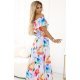 Rochie lunga alba cu flori multicolore vaporoasa cu umerii goi si volane Georgia 4 - jojofashion.ro
