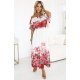 Rochie lunga alba cu flori rosii volan si umeri goi Marusia 2 - jojofashion.ro
