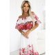 Rochie lunga alba cu flori rosii volan si umeri goi Marusia 5 - jojofashion.ro