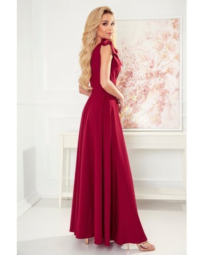 Rochie lunga burgundy vaporoasa Soranya Rochii lungi, Rochie lunga burgundy vaporoasa Soranya - jojofashion.ro