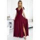 Rochie lunga burgundy din glitter petrecuta crapata pe picior Cristaliza 2 - jojofashion.ro