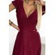 Rochie lunga burgundy din glitter petrecuta crapata pe picior Cristaliza 6 - jojofashion.ro