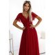 Rochie lunga, din tulle, burgundy, petrecuta, cu maneca scurta, vaporoasa, NastiaN 4 - jojofashion.ro