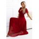 Rochie lunga, din tulle, burgundy, petrecuta, cu maneca scurta, vaporoasa, NastiaN 5 - jojofashion.ro