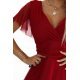 Rochie lunga, din tulle, burgundy, petrecuta, cu maneca scurta, vaporoasa, NastiaN 7 - jojofashion.ro