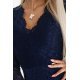 Rochie midi mulata din dantela bleumarin cu maneca lunga Sofia  5 - jojofashion.ro