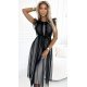 Rochie midi neagra, din tulle cu bulinute, Giuseppina 2 - jojofashion.ro