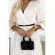 Rochie plisata lunga, bej, cu maneca trei sferturi, petrecuta, Zumru 7 - jojofashion.ro