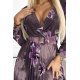 Rochie plisata lunga, din chiffon mov, cu flori si maneca lunga, Vicca 6 - jojofashion.ro