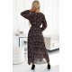 Rochie lunga plisata din voal chiffon animal print zebra cu maneca lunga Colleen 3 - jojofashion.ro