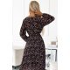 Rochie lunga plisata din voal chiffon animal print zebra cu maneca lunga Colleen 5 - jojofashion.ro