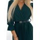 Rochie lunga verde smarald plisata Zumru 7 - jojofashion.ro