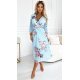 Rochie midi bleu cu flori vaporoasa plisata cu maneca lunga Yuna 4 - jojofashion.ro