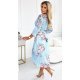 Rochie midi bleu cu flori vaporoasa plisata cu maneca lunga Yuna 5 - jojofashion.ro