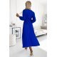 Rochie midi albastra din voal plisata cu maneca lunga Viviana 3 - jojofashion.ro