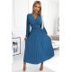 Rochie din voal blue sky plisata midi cu maneca lunga Viviana 2 - jojofashion.ro