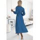Rochie din voal blue sky plisata midi cu maneca lunga Viviana 3 - jojofashion.ro